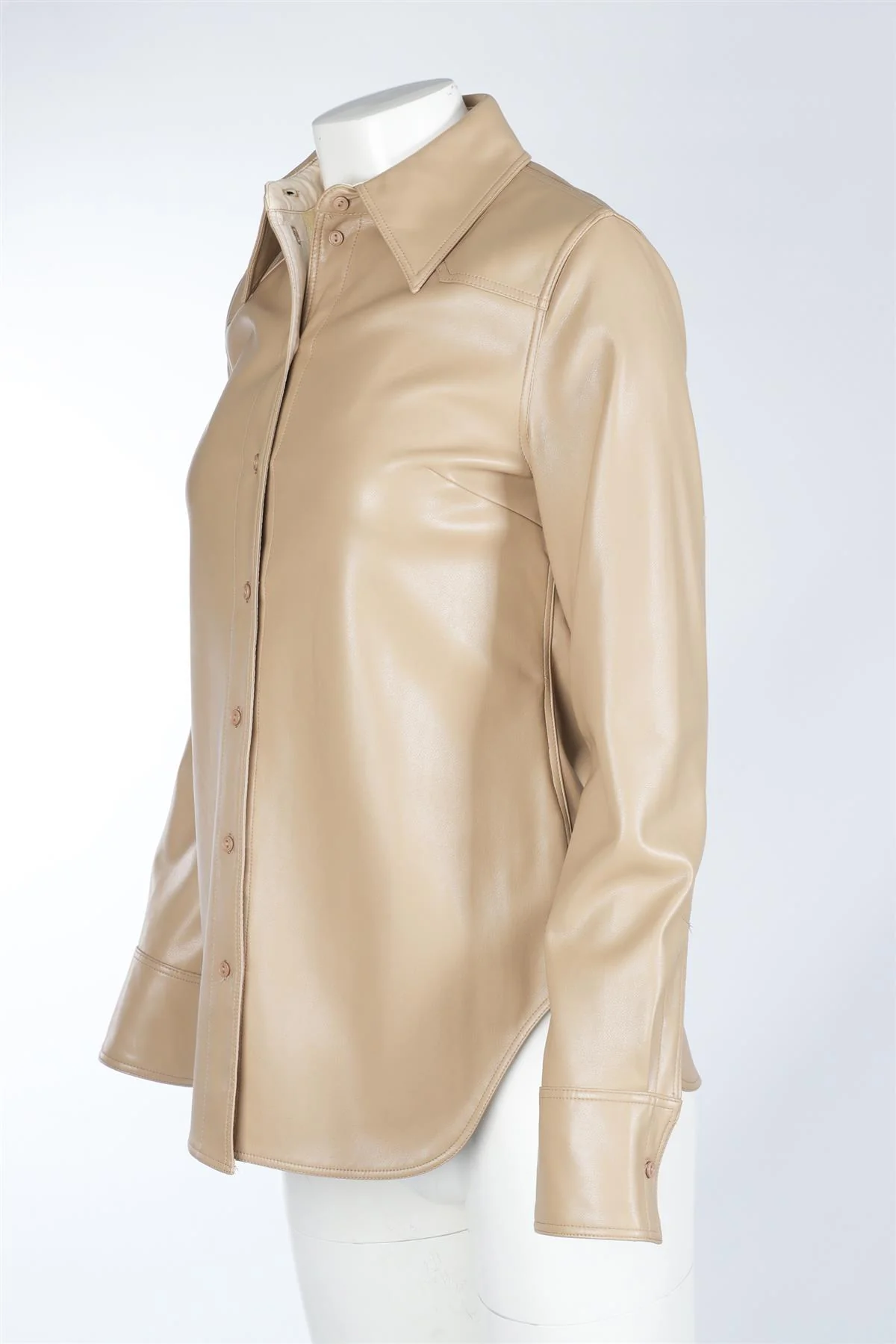 STAND STUDIO BEIGE FAUX LEATHER SHIRT FR 36 UK 8 - Image 3
