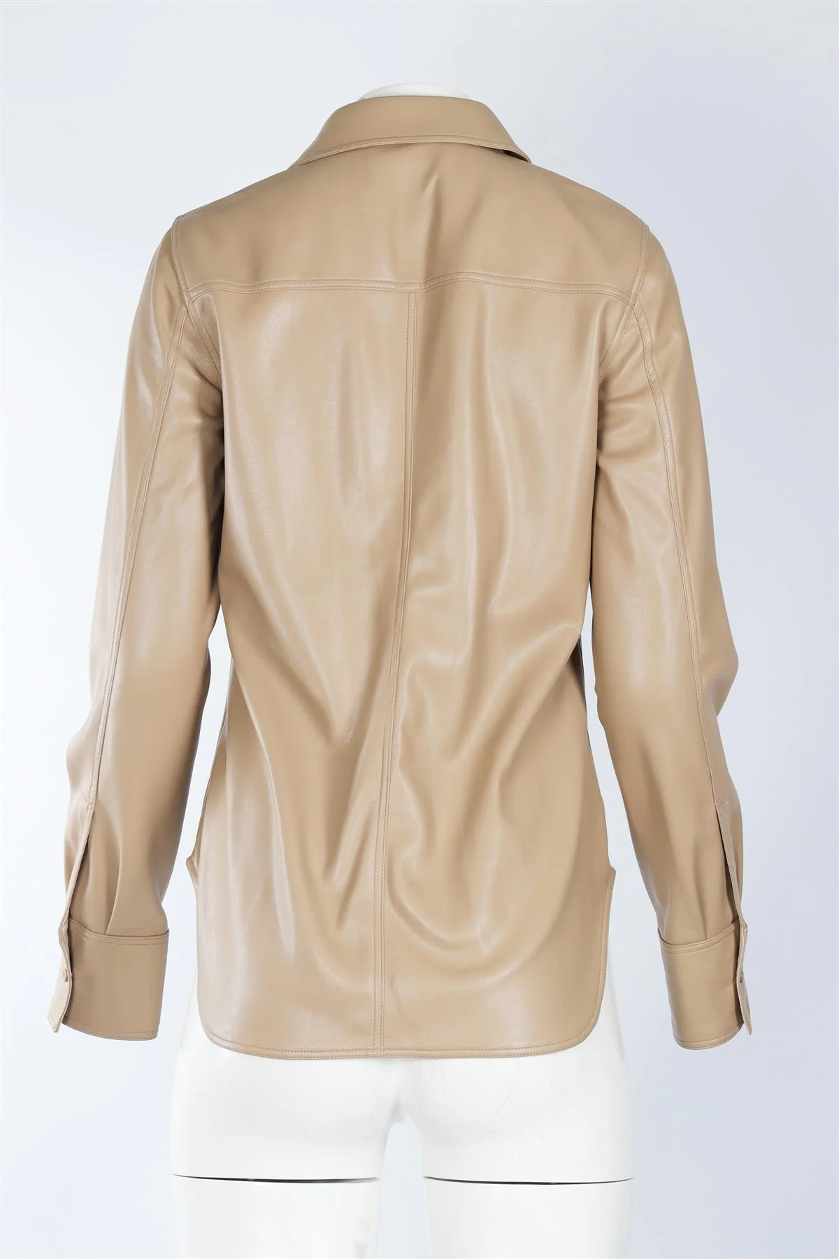 STAND STUDIO BEIGE FAUX LEATHER SHIRT FR 36 UK 8 - Image 4