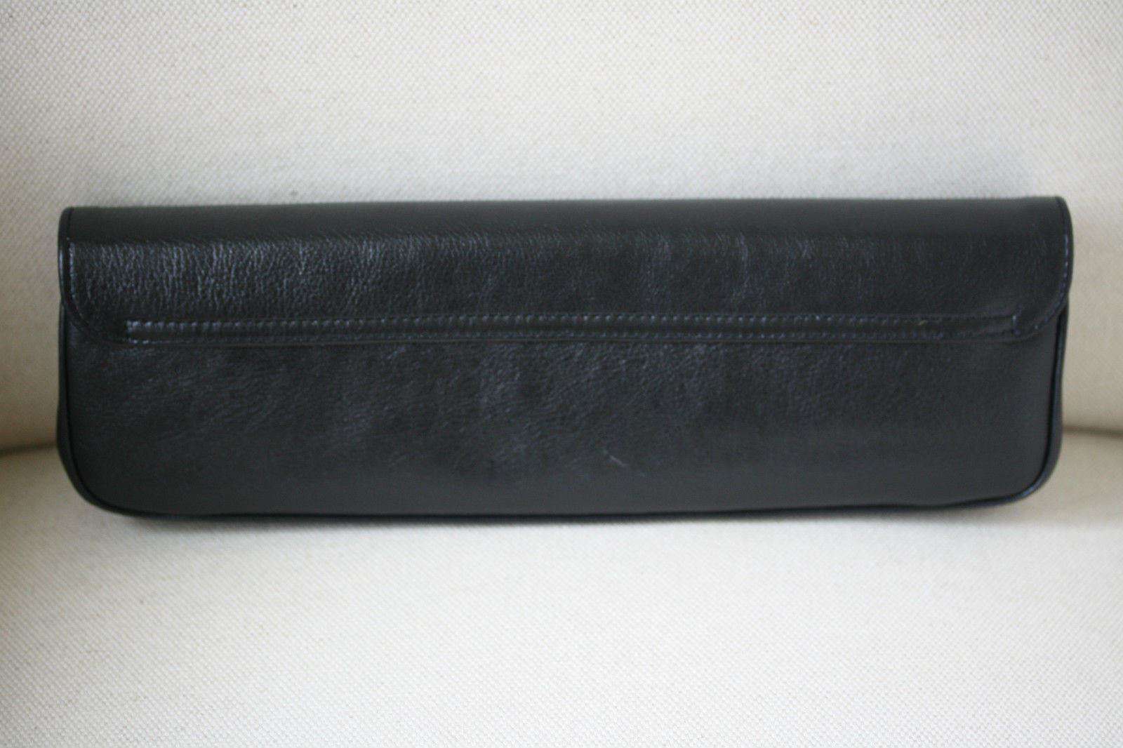 STARK AT HARRODS BLACK LEATHER SILVER STUDDED BAGUETTE CLUTCH BAG - Image 3