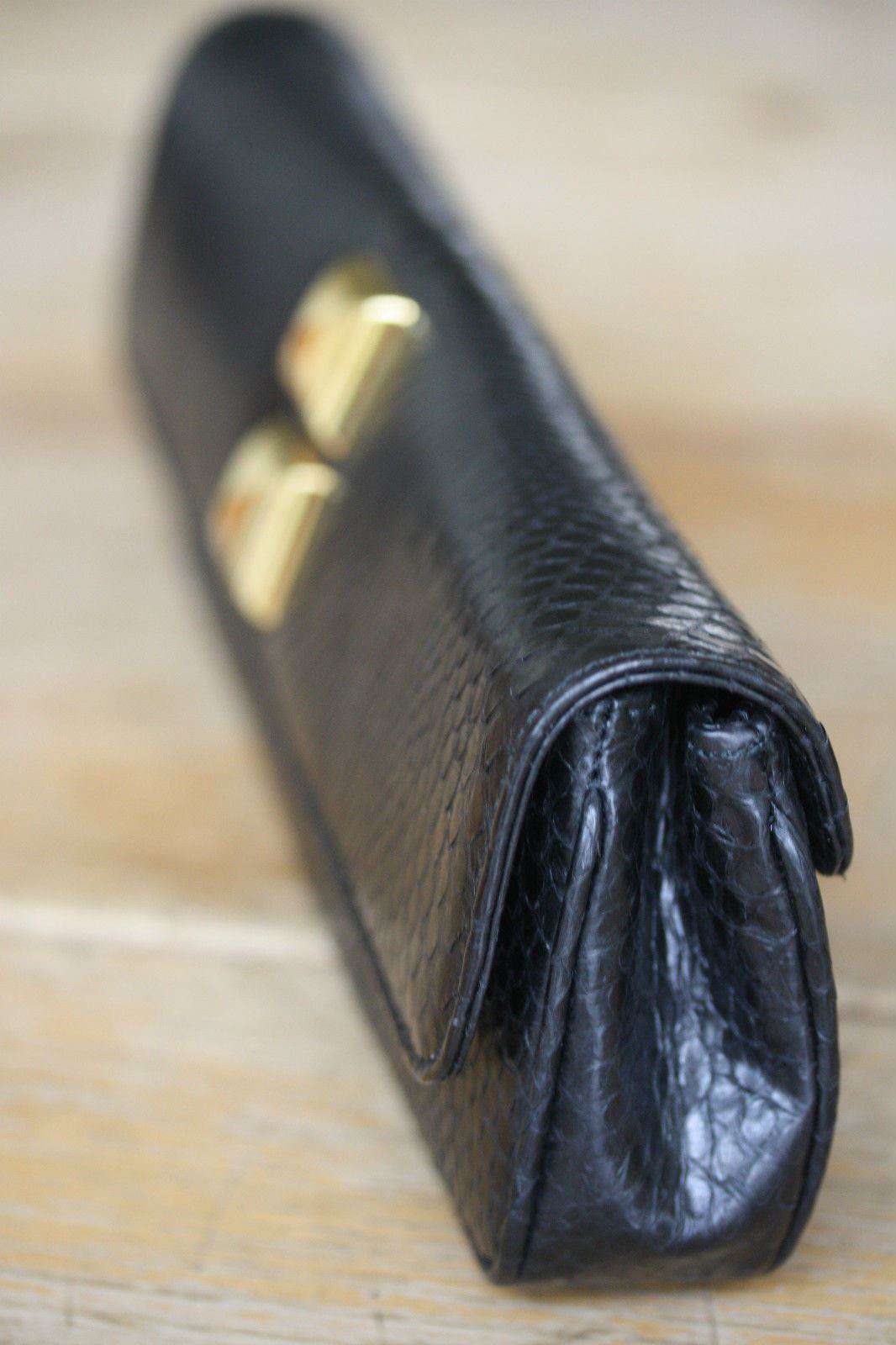 STARK AT HARRODS BLACK PYTHON STUDDED BAGUETTE CLUTCH BAG - Image 6