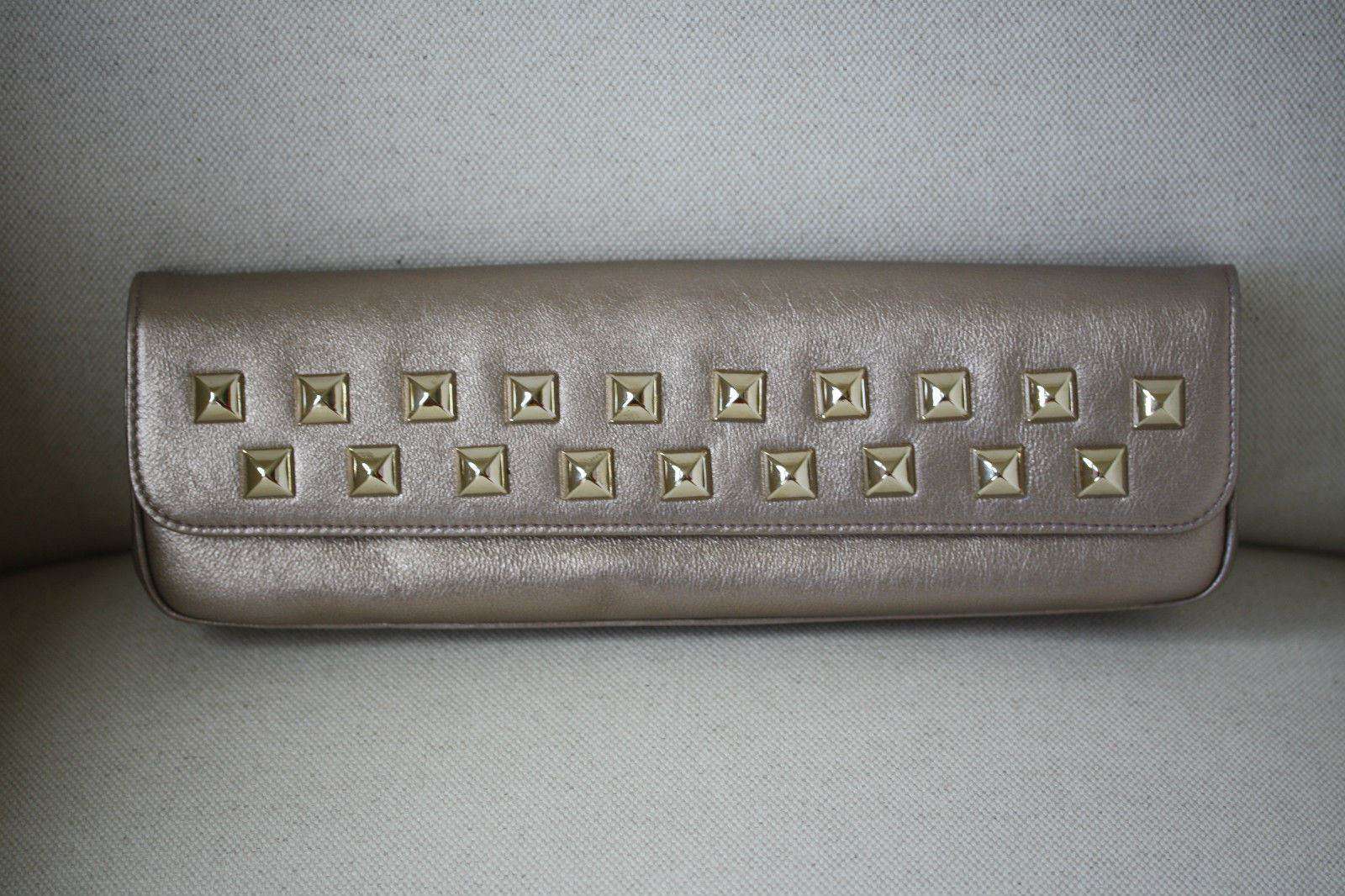 STARK AT HARRODS BRONZE LEATHER STUDDED BAGUETTE CLUTCH BAG - Image 3