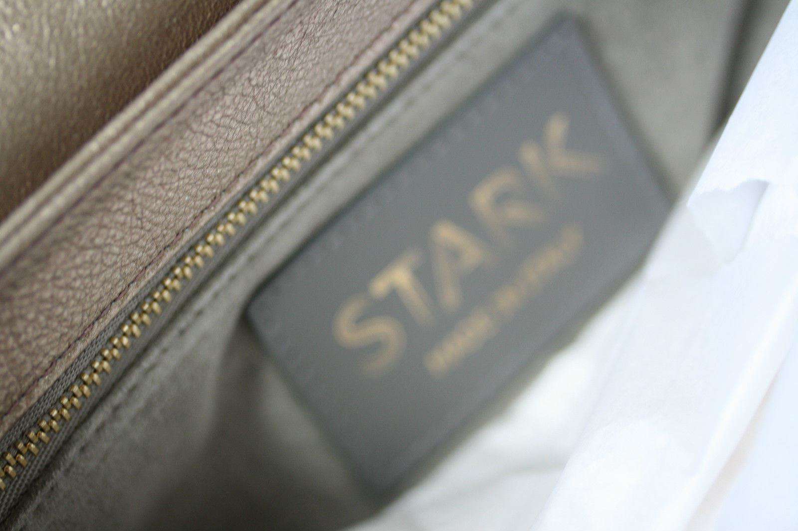 STARK AT HARRODS BRONZE LEATHER STUDDED BAGUETTE CLUTCH BAG - Image 7