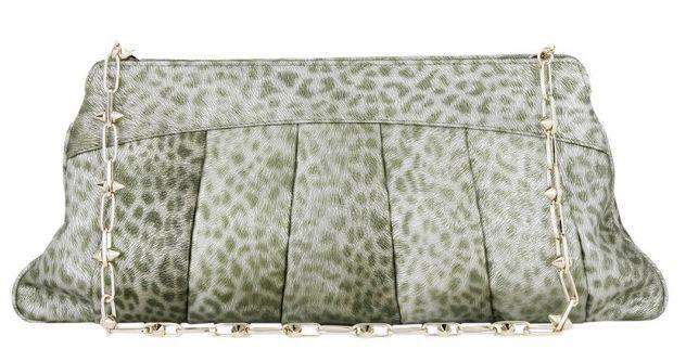 STARK AT HARRODS GREEN LEOPARD GOATSKIN PUFF CLUTCH BAG - Image 2