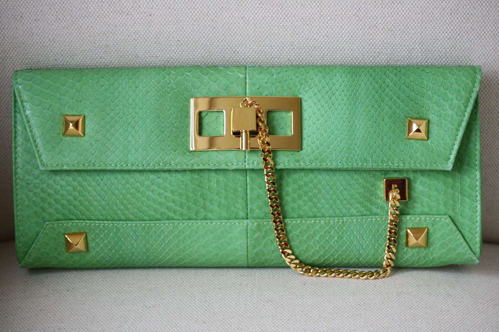 STARK AT HARRODS GREEN PYTHON LEATHER CLUTCH BAG - Image 5