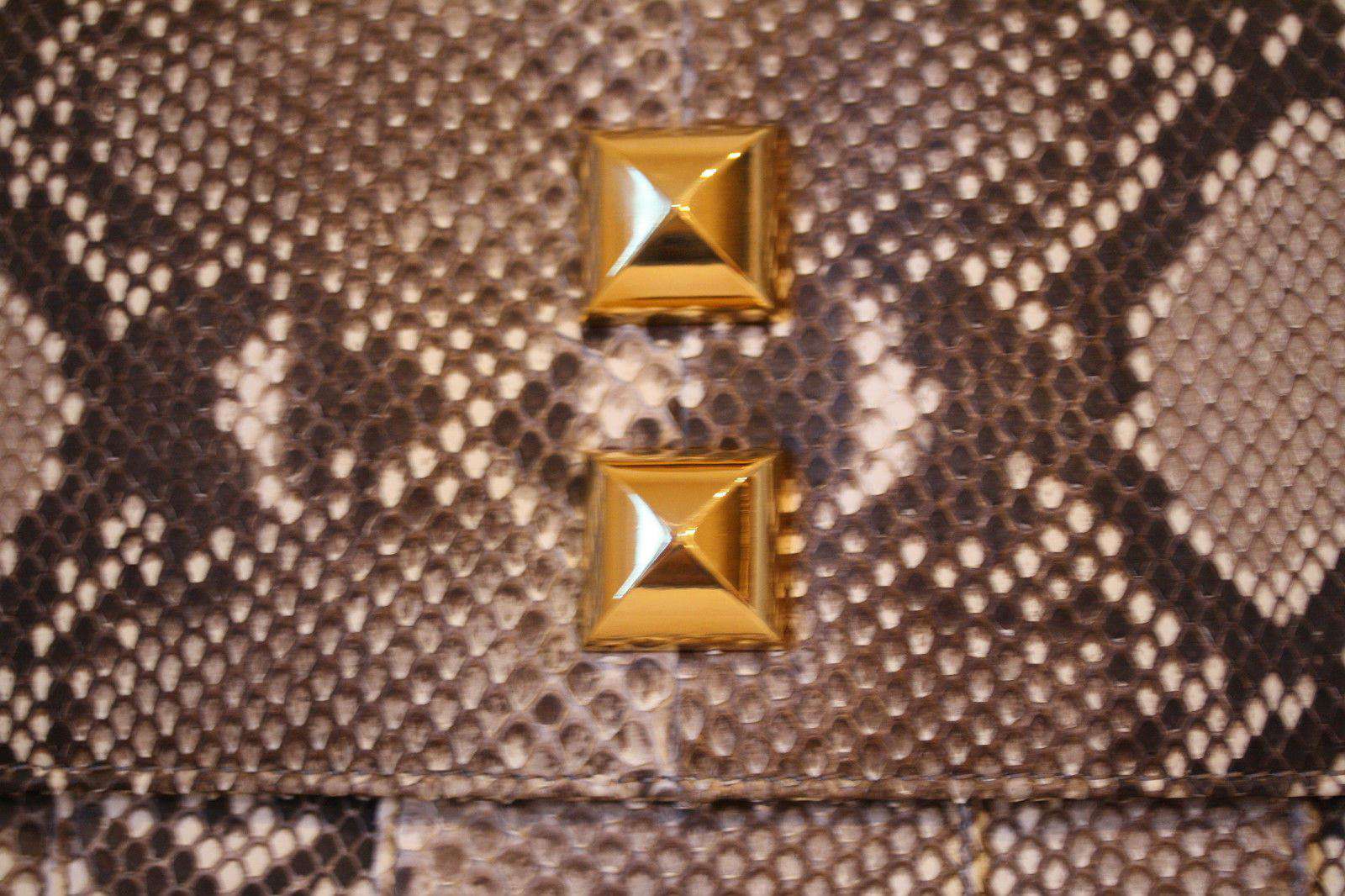 STARK AT HARRODS NATURAL PYTHON GOLD STUD OVERSIZED CLUTCH BAG - Image 2