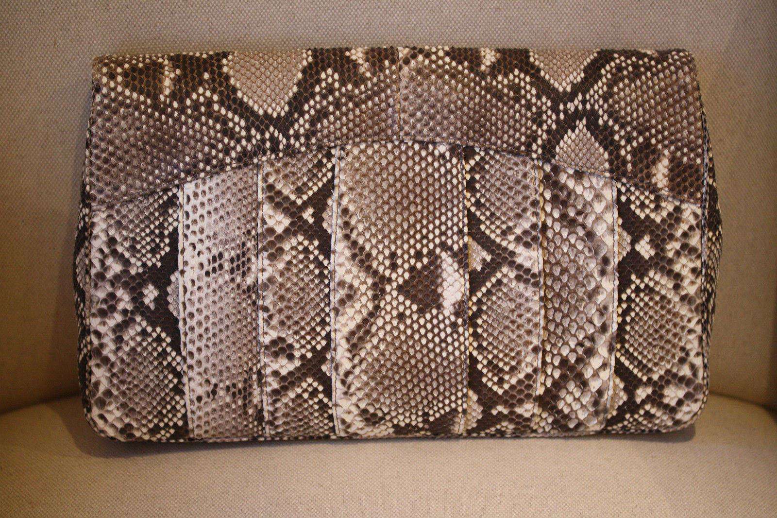 STARK AT HARRODS NATURAL PYTHON GOLD STUD OVERSIZED CLUTCH BAG - Image 3