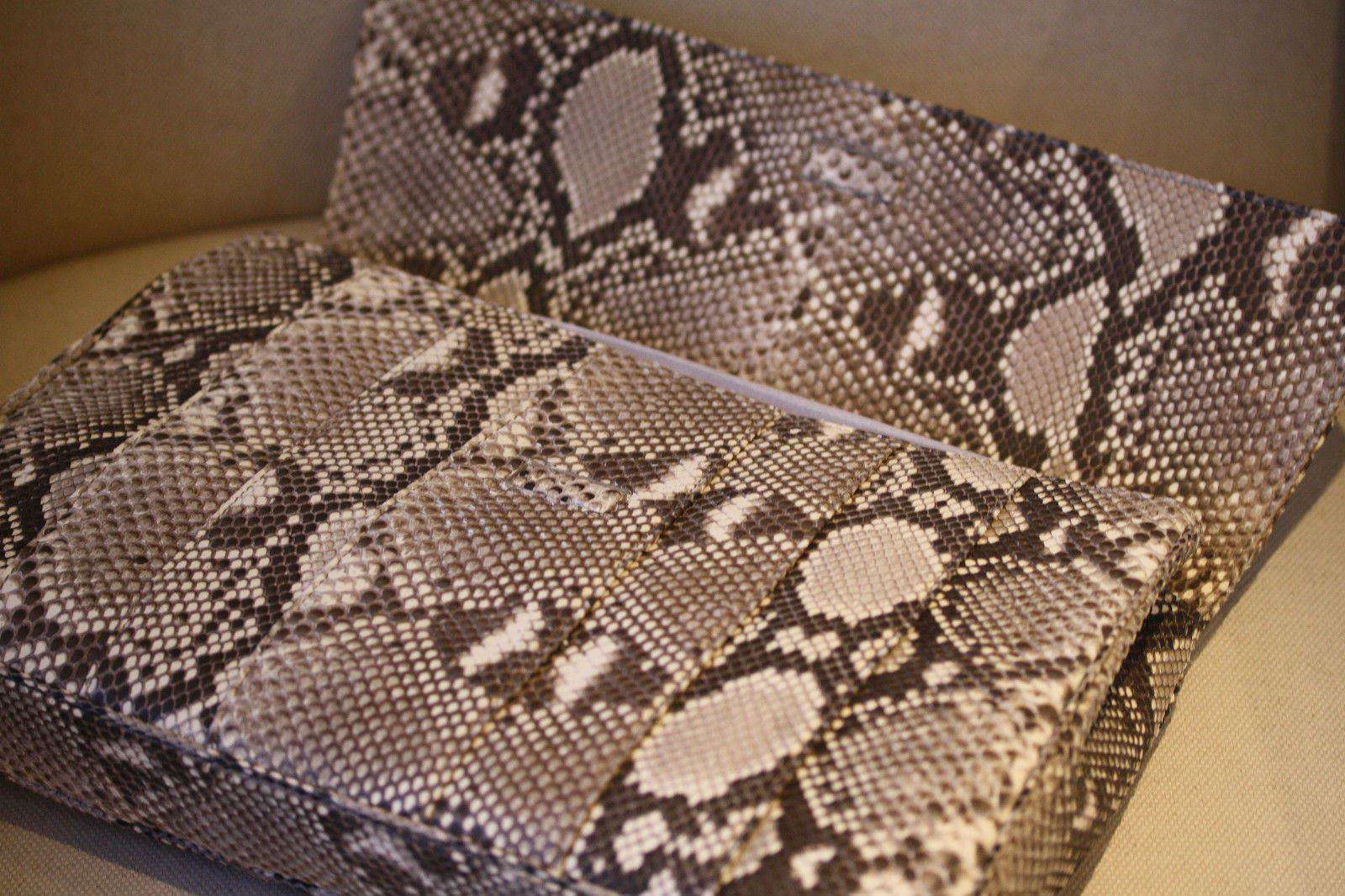STARK AT HARRODS NATURAL PYTHON GOLD STUD OVERSIZED CLUTCH BAG - Image 5