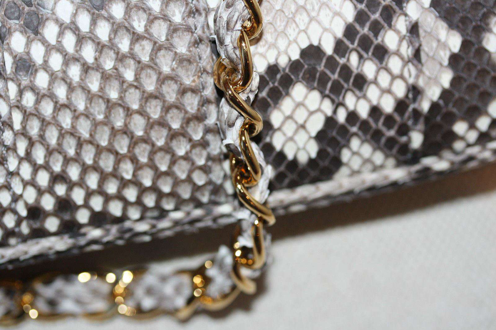 STARK AT HARRODS NATURAL PYTHON GOLD STUD OVERSIZED CLUTCH BAG - Image 8