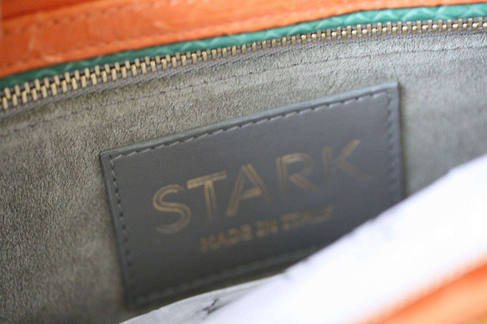 STARK AT HARRODS ORANGE PYTHON ARC STUDDED CLUTCH BAG - Image 9