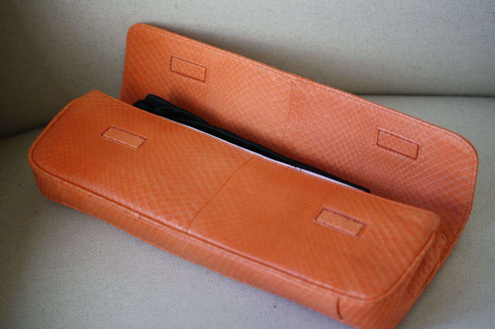 STARK AT HARRODS ORANGE PYTHON STUDDED BAGUETTE CLUTCH BAG - Image 7