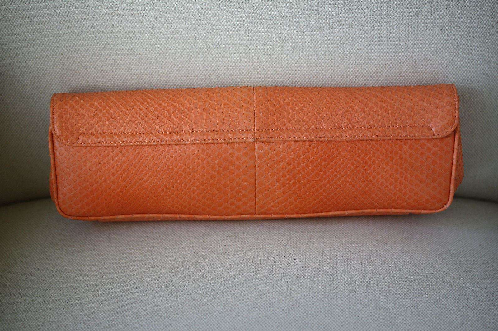 STARK AT HARRODS ORANGE PYTHON STUDDED BAGUETTE CLUTCH BAG - Image 9