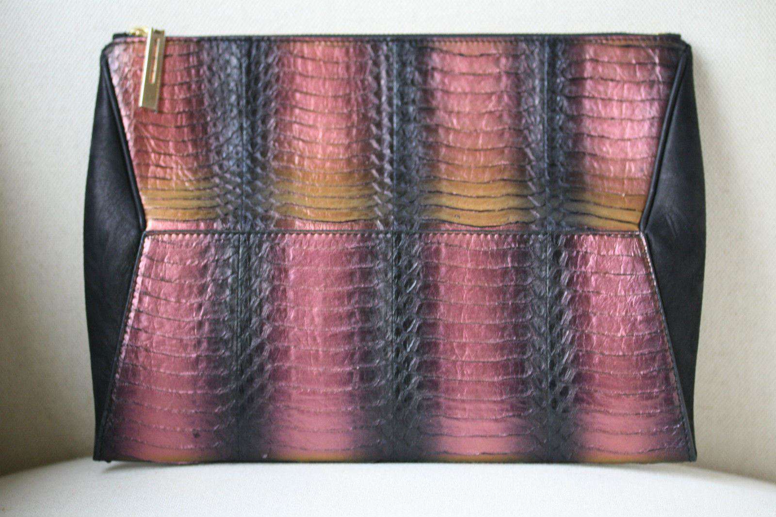STARK AT HARRODS RED EASTWEST PYTHON CLUTCH BAG - Image 3
