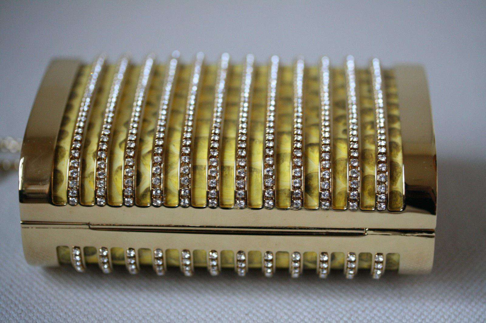 STARK AT HARRODS SEDUCTRESS GOLD YELLOW PYTHON CRYSTAL BOX CLUTCH - Image 6