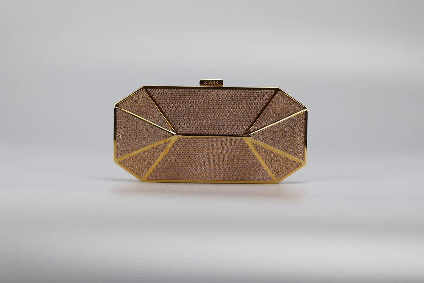 STARK CRYSTAL EMBELLISHED GOLD TONE CLUTCH - Image 2
