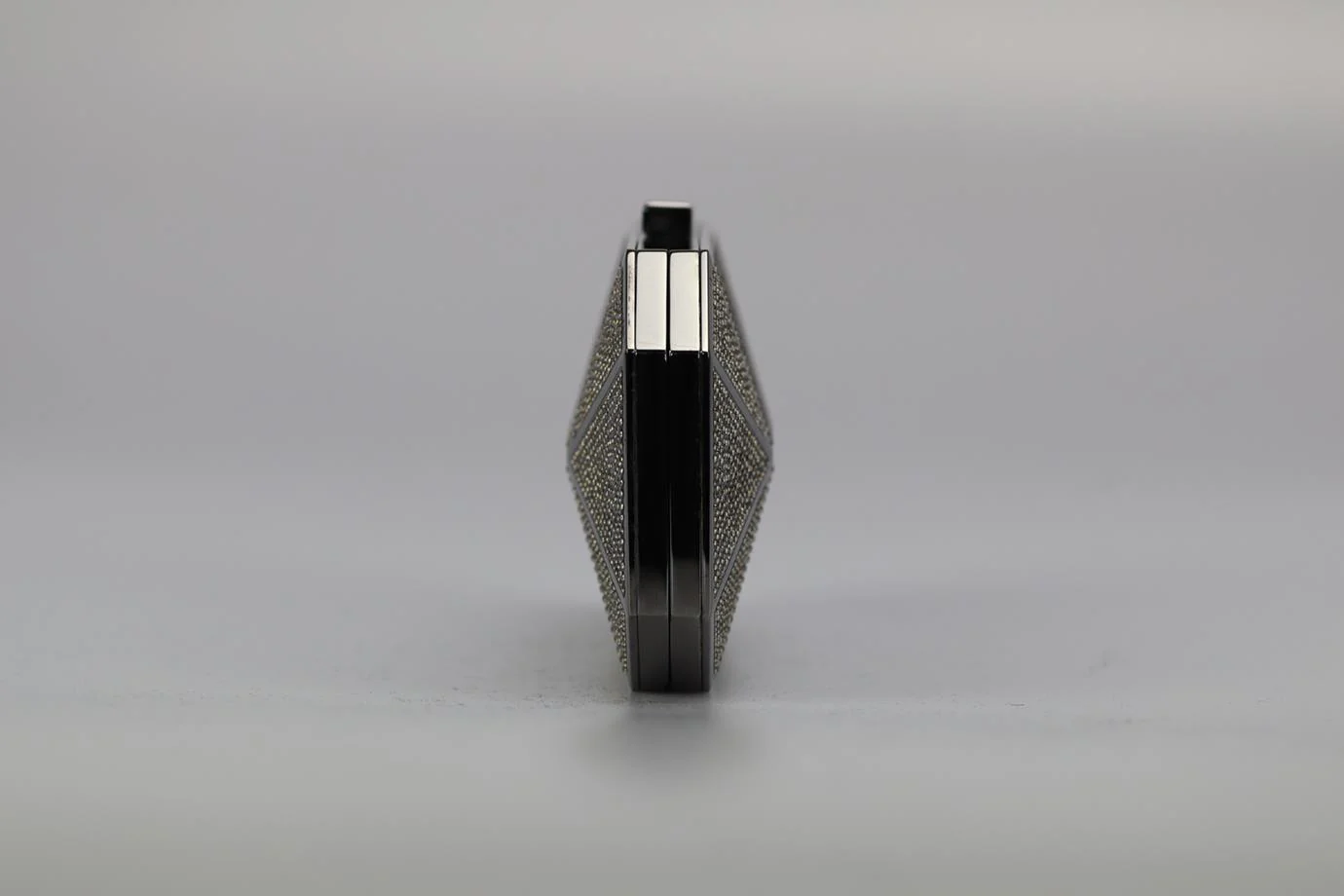 STARK CRYSTAL EMBELLISHED GUNMETAL TONE CLUTCH - Image 3