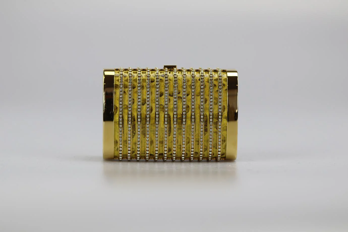 STARK CRYSTAL EMBELLISHED PYTHON AND GOLD TONE CLUTCH - Image 4