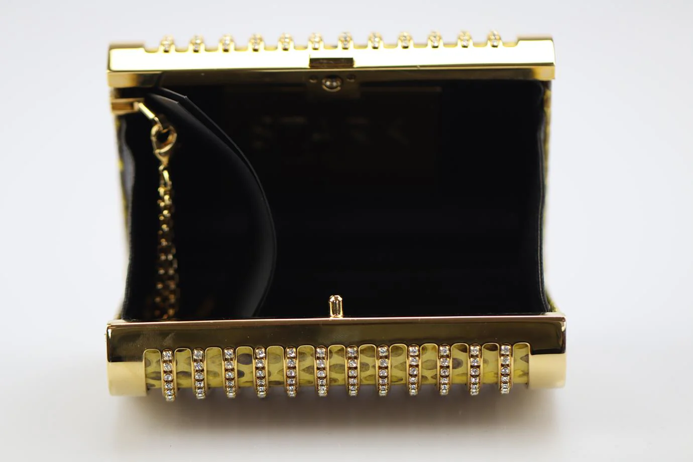 STARK CRYSTAL EMBELLISHED PYTHON AND GOLD TONE CLUTCH - Image 7