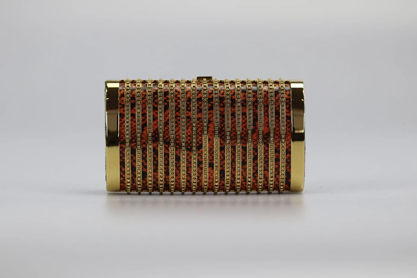 STARK CRYSTAL EMBELLISHED PYTHON AND GOLD TONE CLUTCH - Image 4