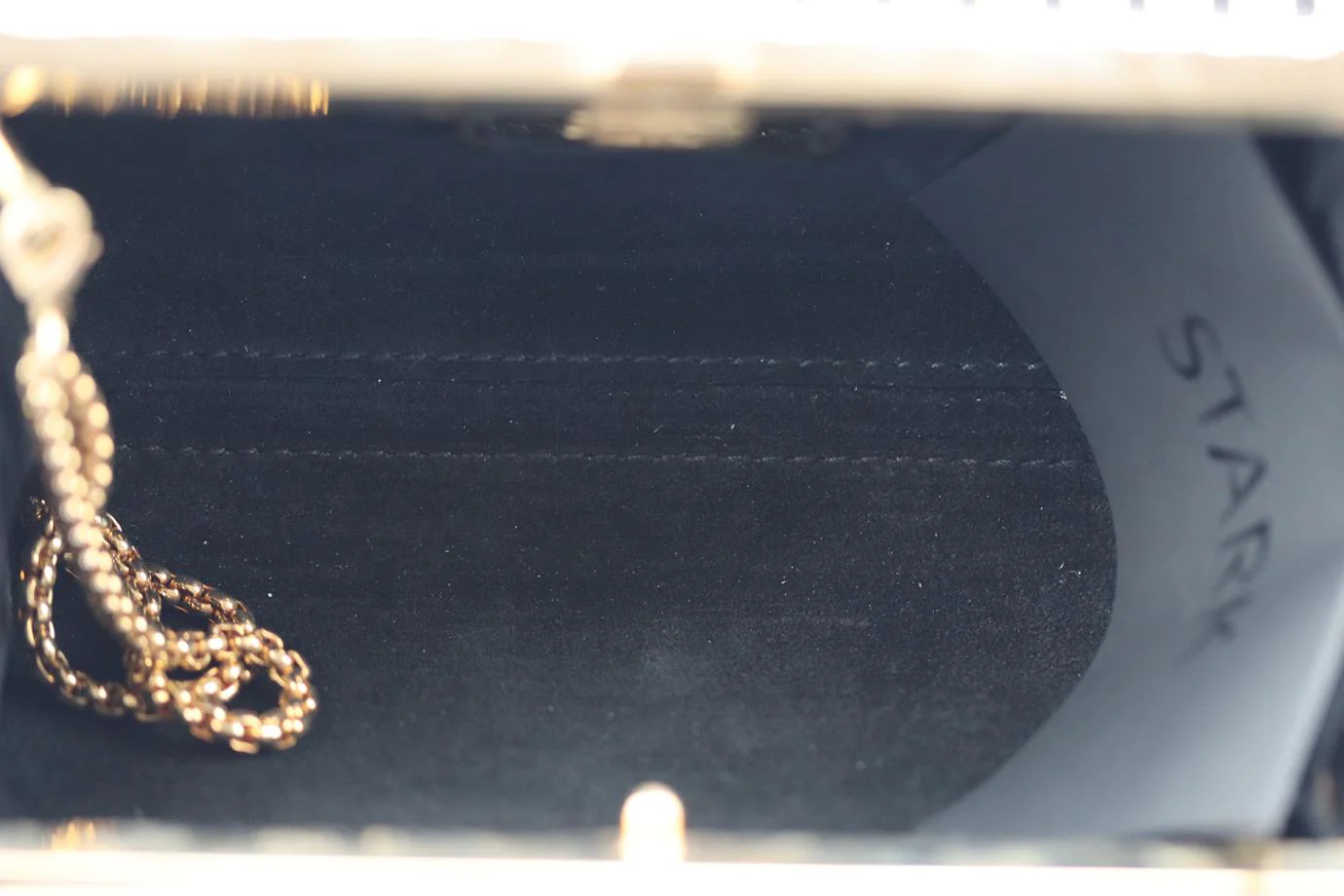 STARK CRYSTAL EMBELLISHED PYTHON AND GOLD TONE CLUTCH - Image 7