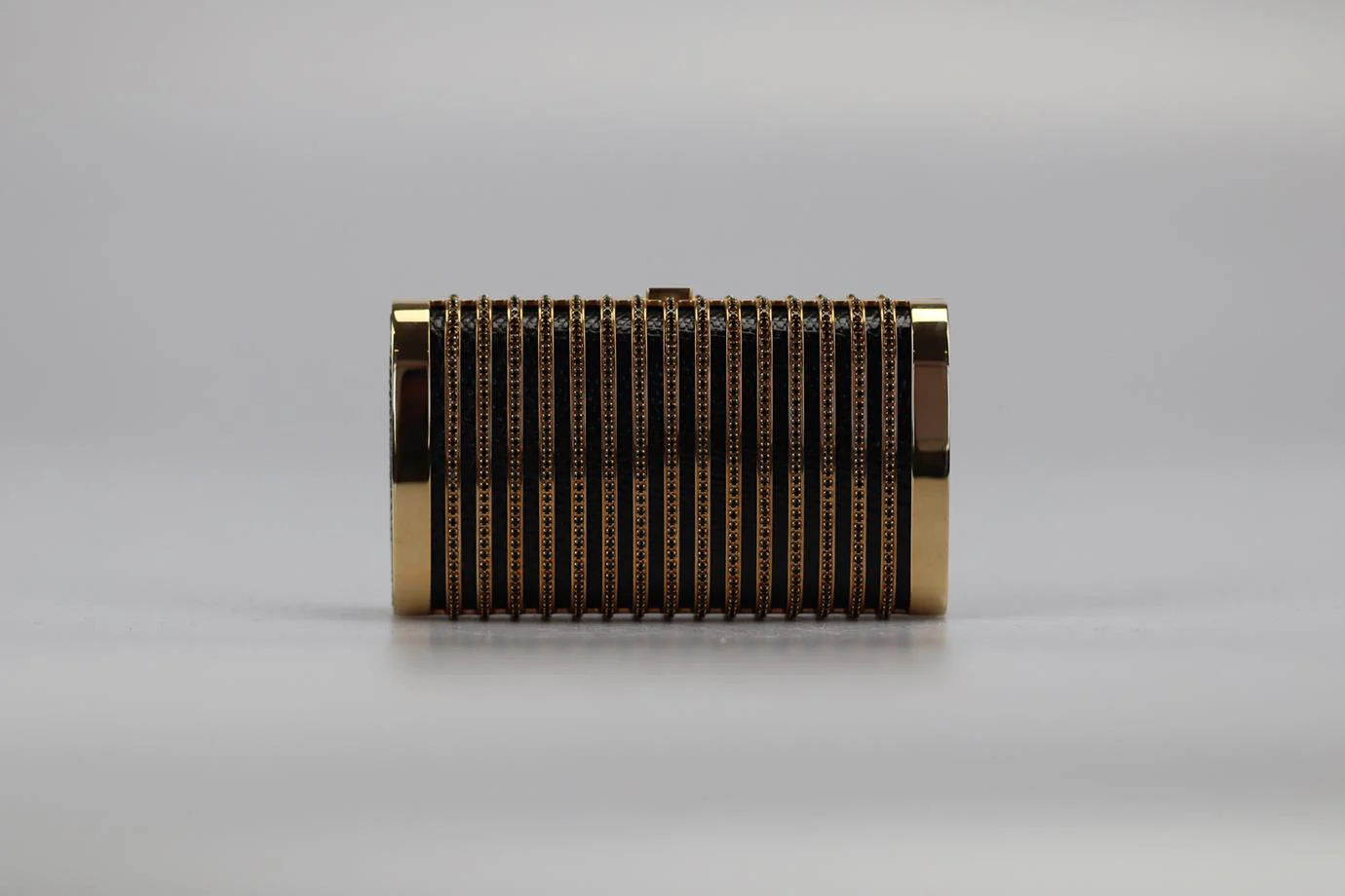 STARK CRYSTAL EMBELLISHED PYTHON AND GOLD TONE CLUTCH - Image 4