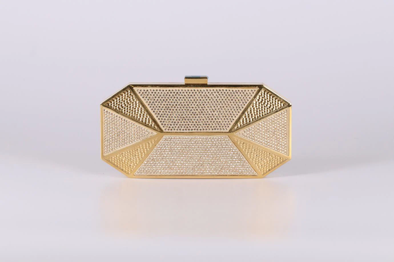 STARK CRYSTAL EMBELLISHED SUEDE AND GOLD TONE CLUTCH - Image 4