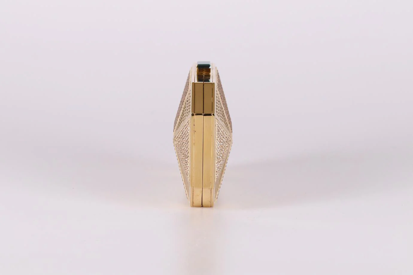 STARK CRYSTAL EMBELLISHED SUEDE AND GOLD TONE CLUTCH - Image 5