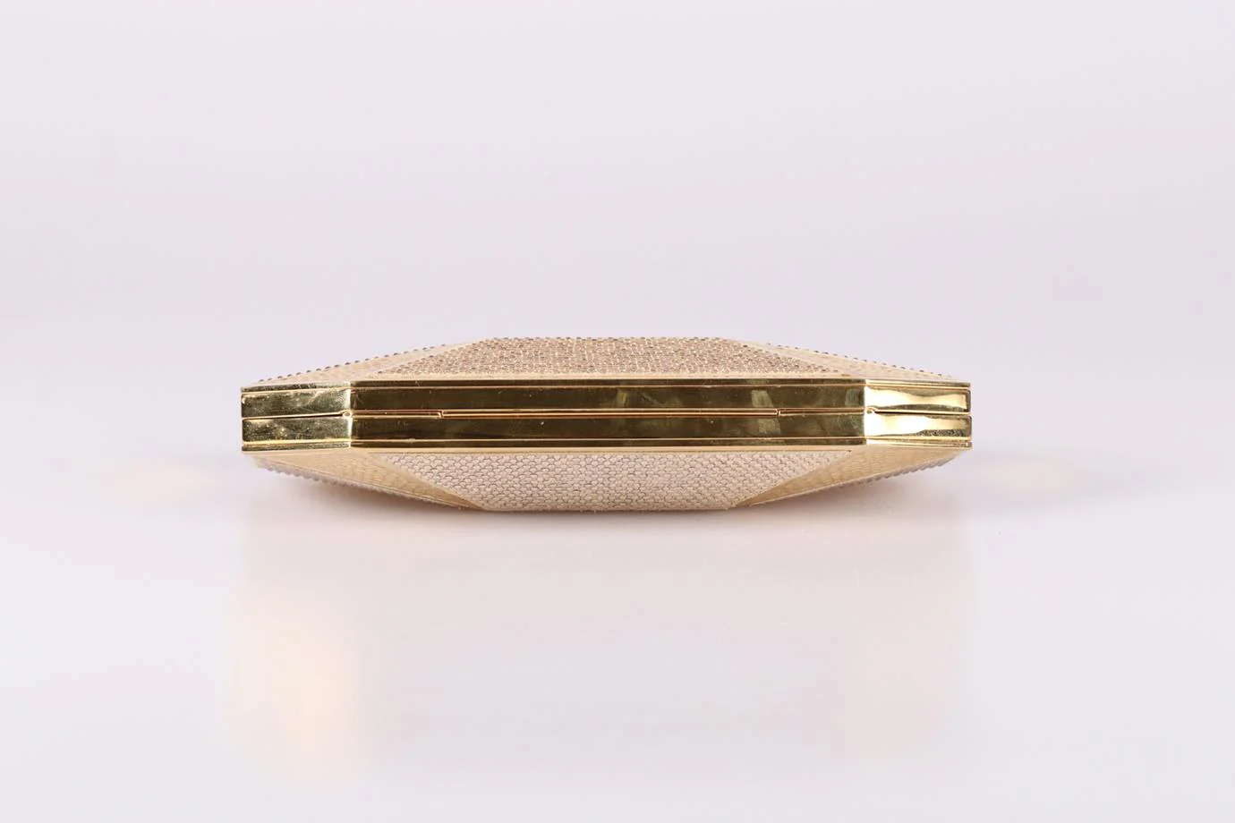 STARK CRYSTAL EMBELLISHED SUEDE AND GOLD TONE CLUTCH - Image 6
