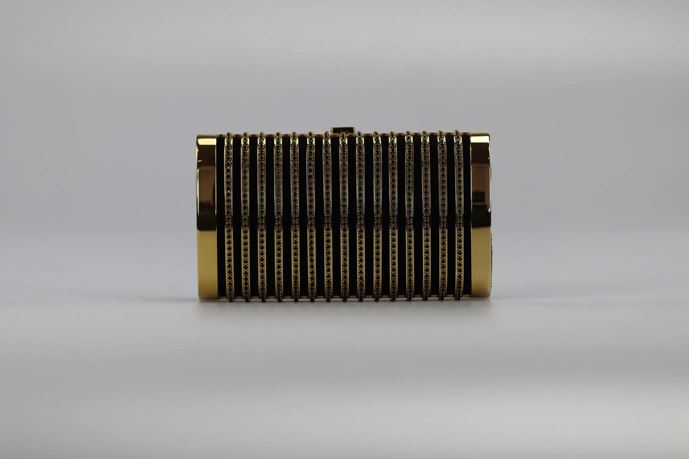 STARK CRYSTAL EMBELLISHED SUEDE AND GOLD TONE CLUTCH - Image 4