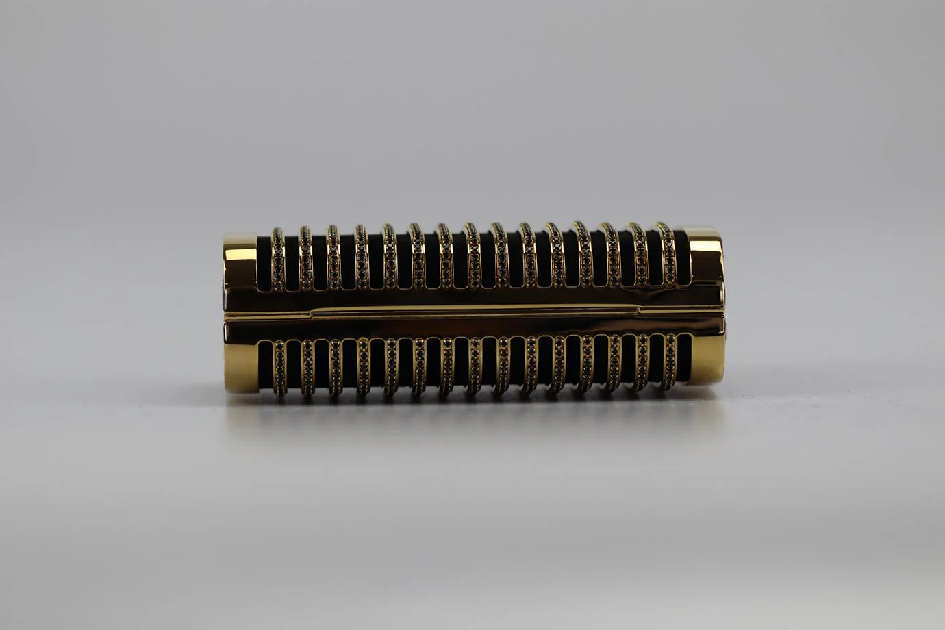 STARK CRYSTAL EMBELLISHED SUEDE AND GOLD TONE CLUTCH - Image 6