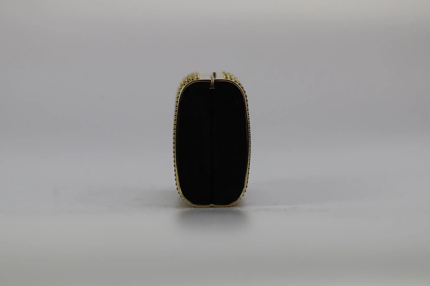 STARK CRYSTAL EMBELLISHED SUEDE AND GOLD TONE CLUTCH - Image 3