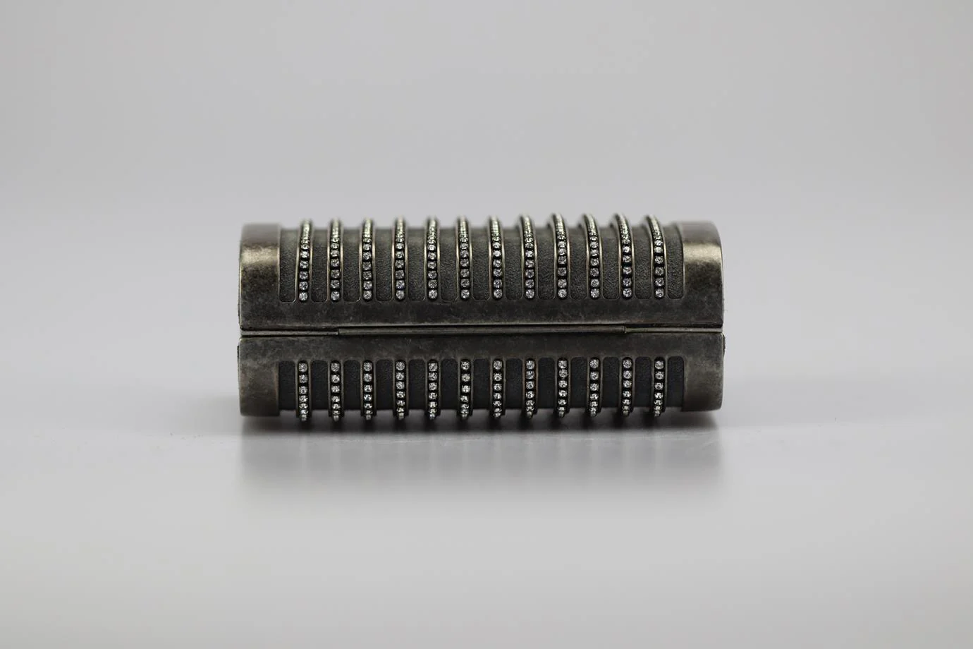 STARK CRYSTAL EMBELLISHED SUEDE AND GUNMETAL TONE CLUTCH - Image 6