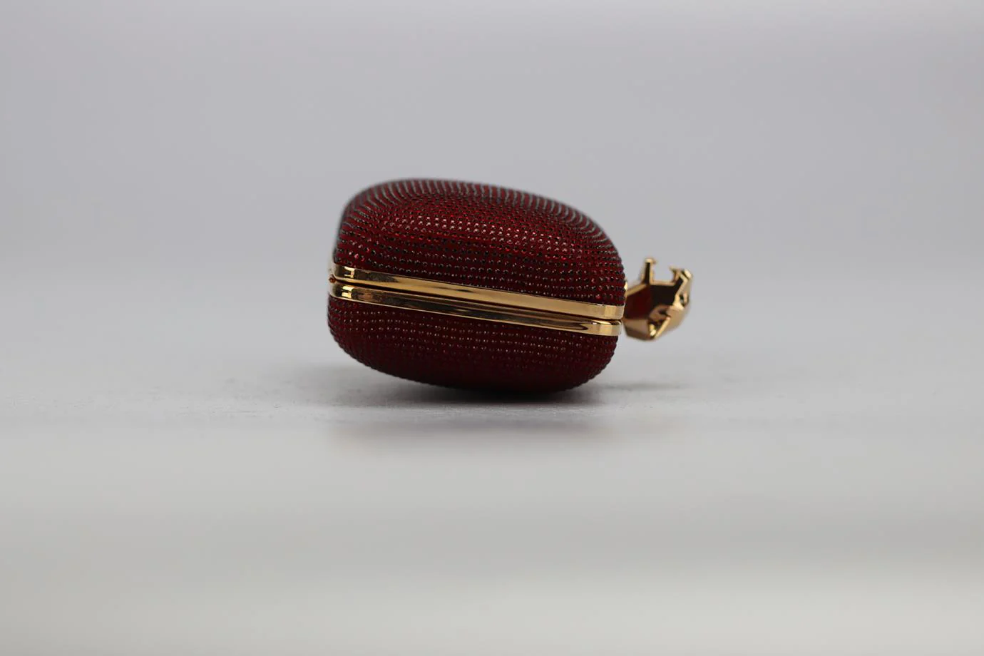 STARK CRYSTAL EMBELLISHED SUEDE AND ROSE GOLD TONE CLUTCH - Image 5