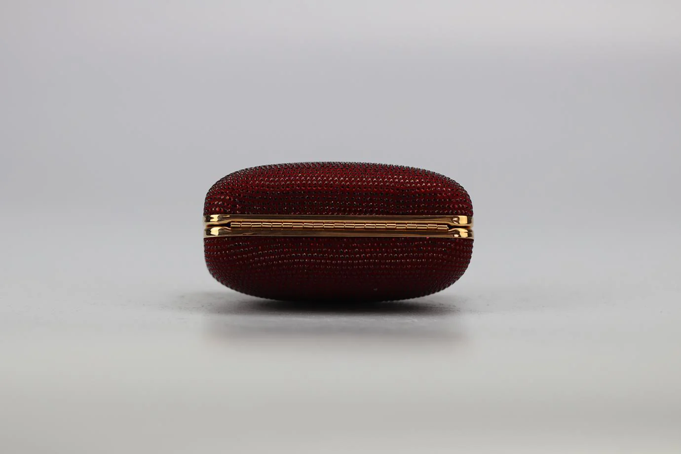 STARK CRYSTAL EMBELLISHED SUEDE AND ROSE GOLD TONE CLUTCH - Image 6