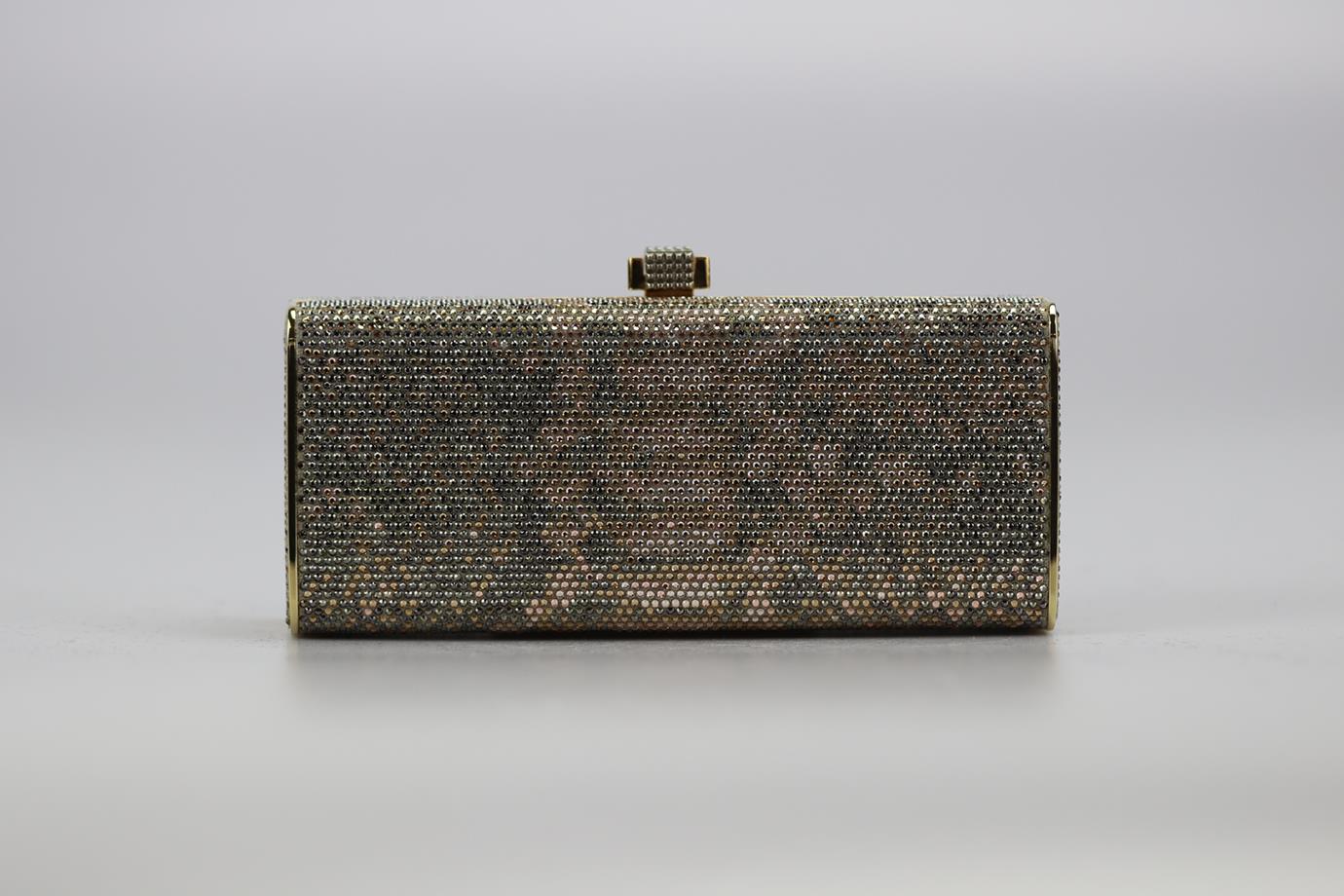 STARK CRYSTAL EMBELLISHED SUEDE AND SILVER TONE CLUTCH - Image 2