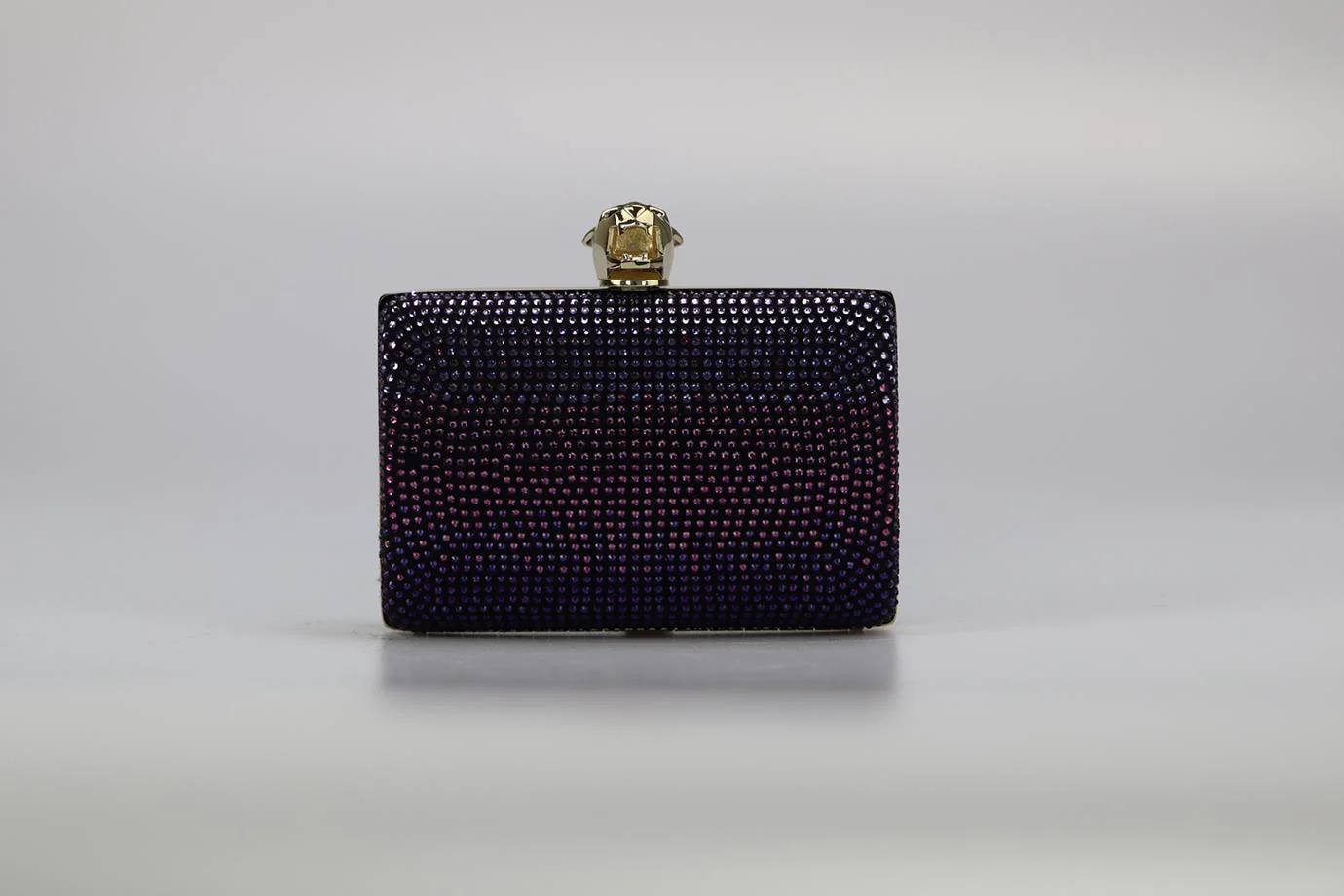 STARK CRYSTAL EMBELLISHED SUEDE AND SILVER TONE CLUTCH - Image 2