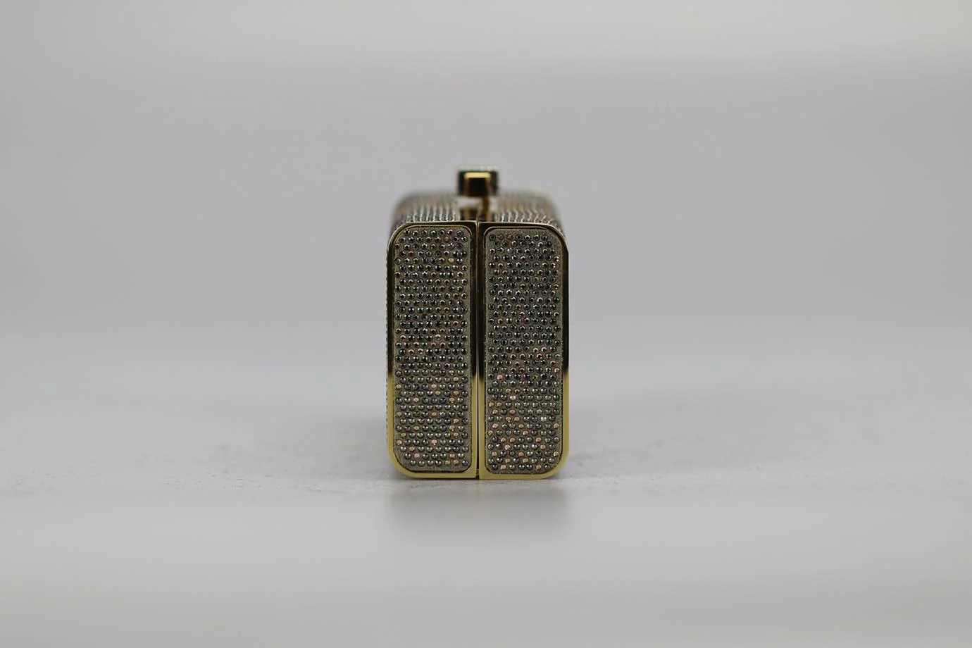 STARK CRYSTAL EMBELLISHED SUEDE AND SILVER TONE CLUTCH - Image 3