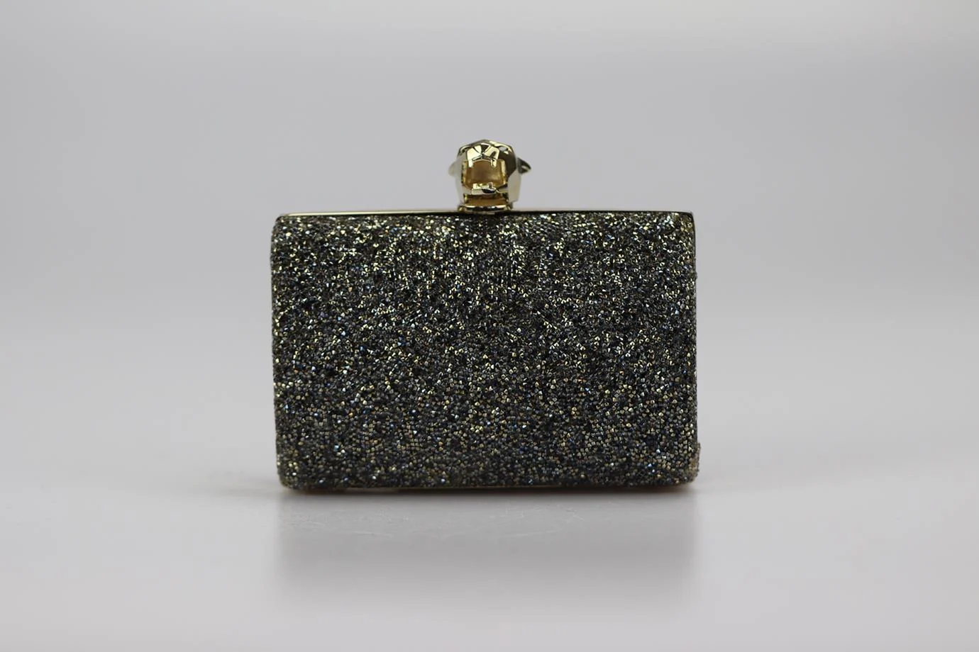 STARK CRYSTAL EMBELLISHED SUEDE AND SILVER TONE CLUTCH - Image 2