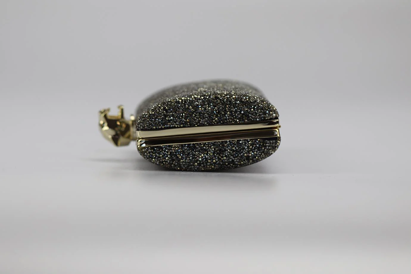 STARK CRYSTAL EMBELLISHED SUEDE AND SILVER TONE CLUTCH - Image 4