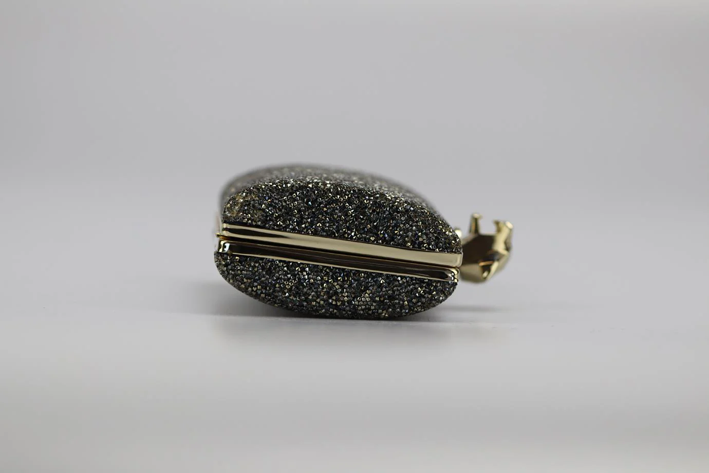 STARK CRYSTAL EMBELLISHED SUEDE AND SILVER TONE CLUTCH - Image 5
