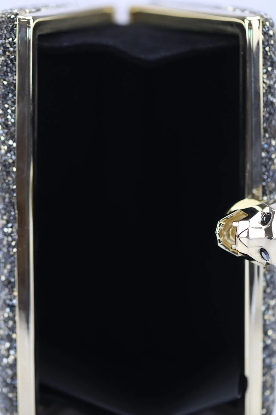 STARK CRYSTAL EMBELLISHED SUEDE AND SILVER TONE CLUTCH - Image 7