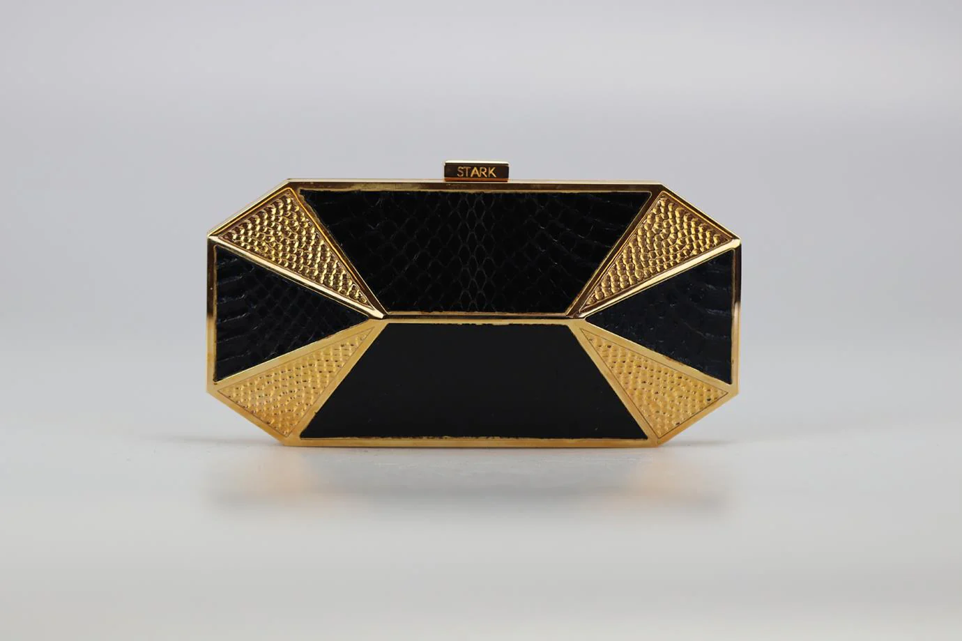 STARK PYTHON AND GOLD TONE CLUTCH - Image 2