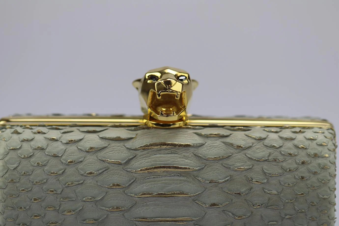 STARK PYTHON AND GOLD TONE CLUTCH - Image 7