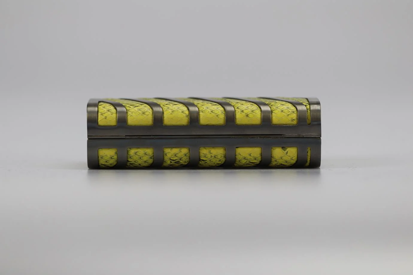 STARK SNAKESKIN AND GUNMETAL TONE CLUTCH - Image 6