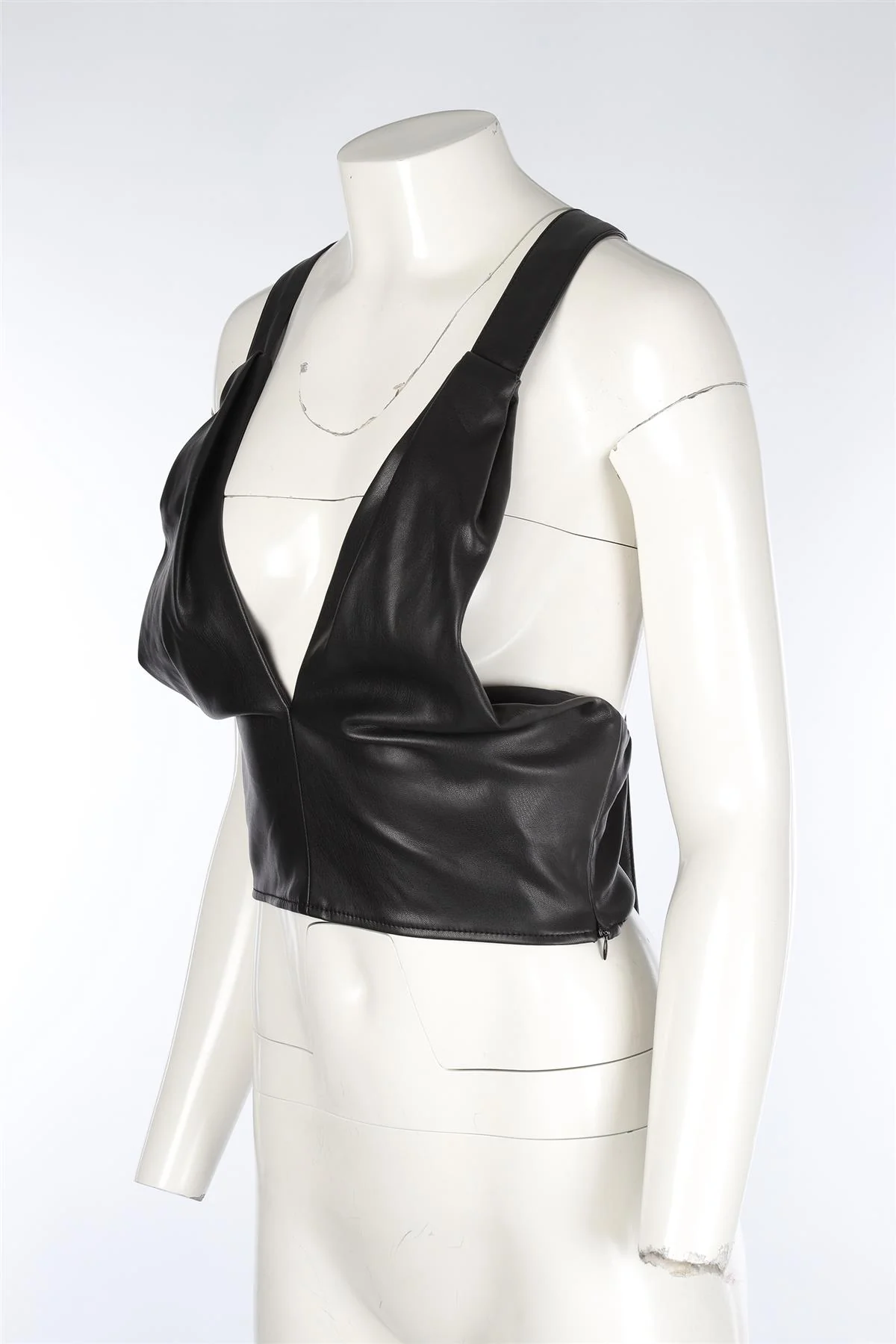 STAUD BLACK FAUX LEATHER TOP US 6 UK 10 - Image 3