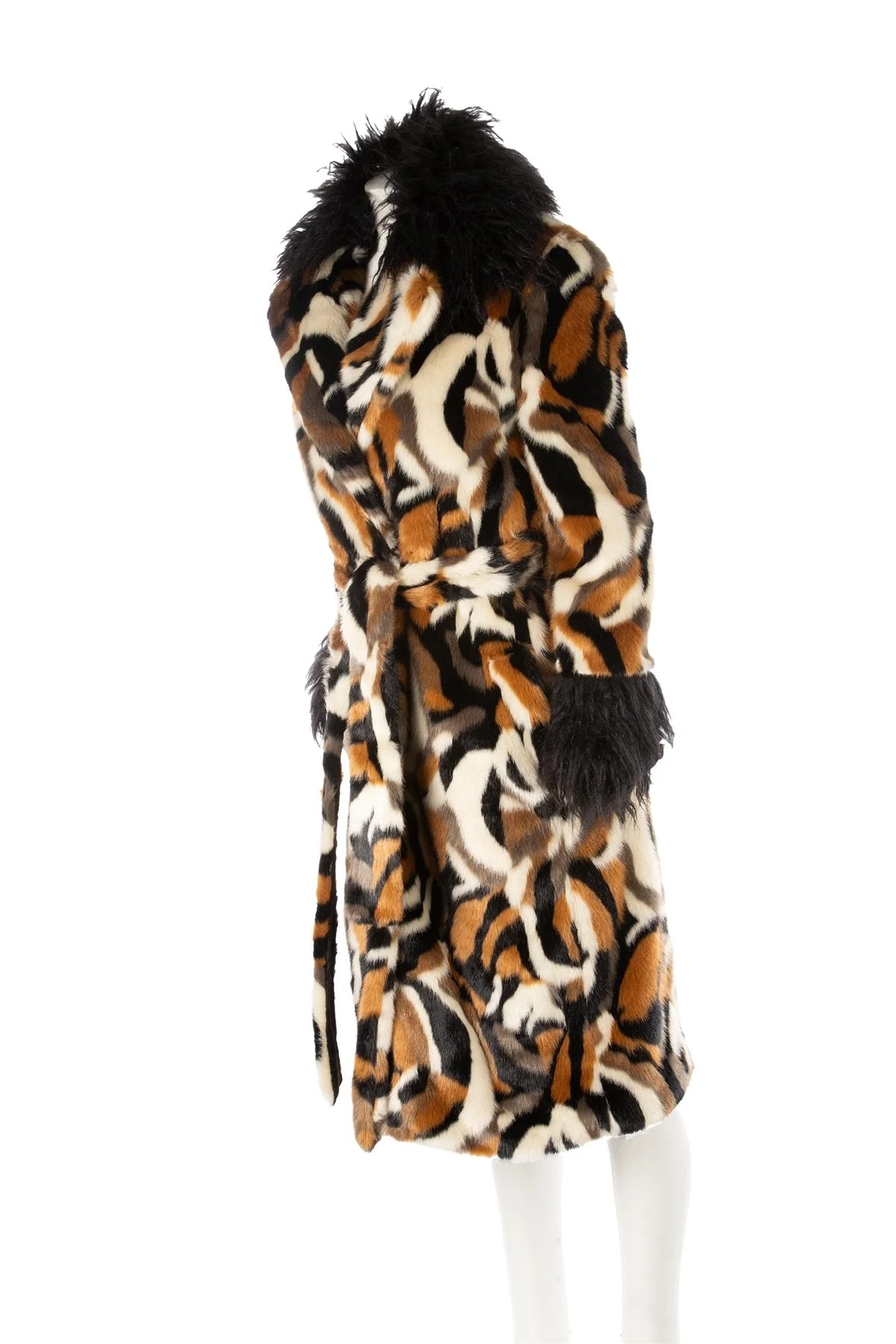 STAUD MULTI FAUX FUR COAT US 2 UK 6 - Image 3