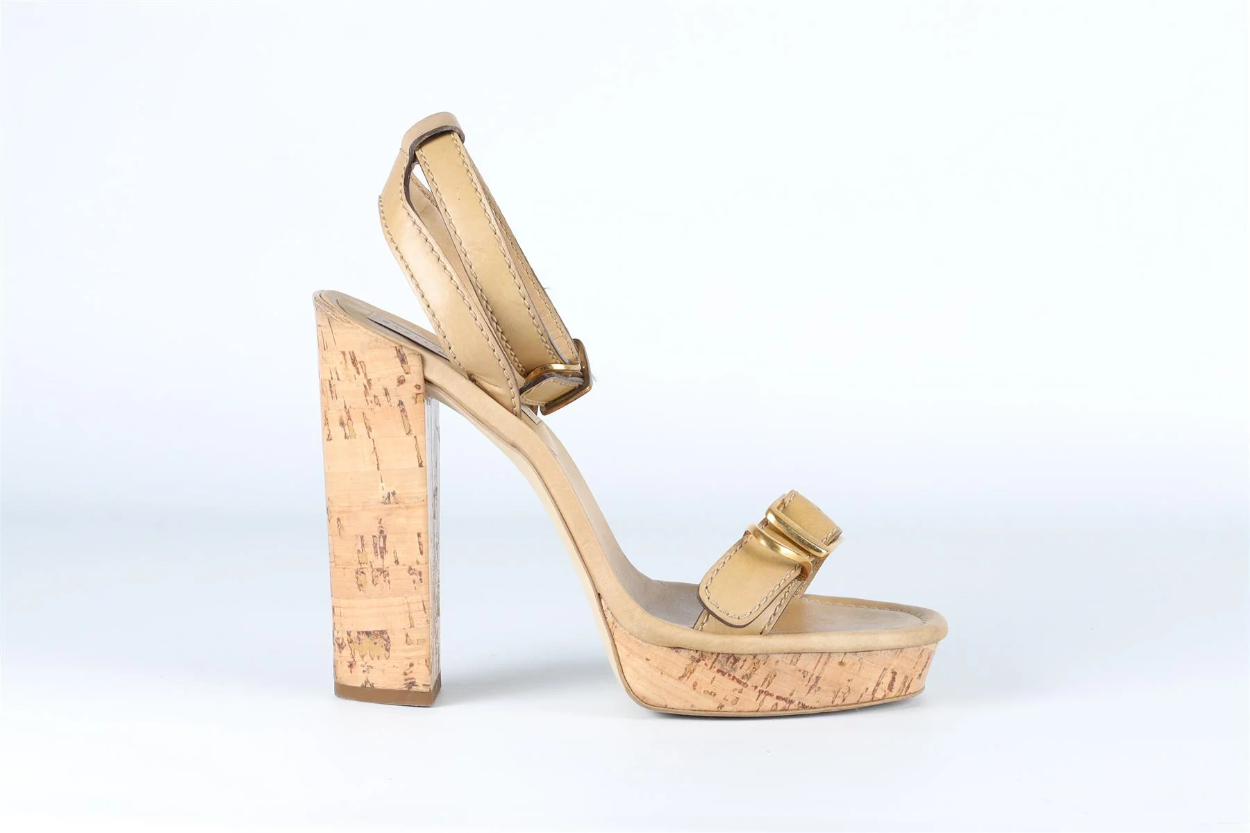 STELLA MCCARTNEY BEIGE LEATHER PLATFORM SANDALS EU 38 UK 5 US 8 - Image 2