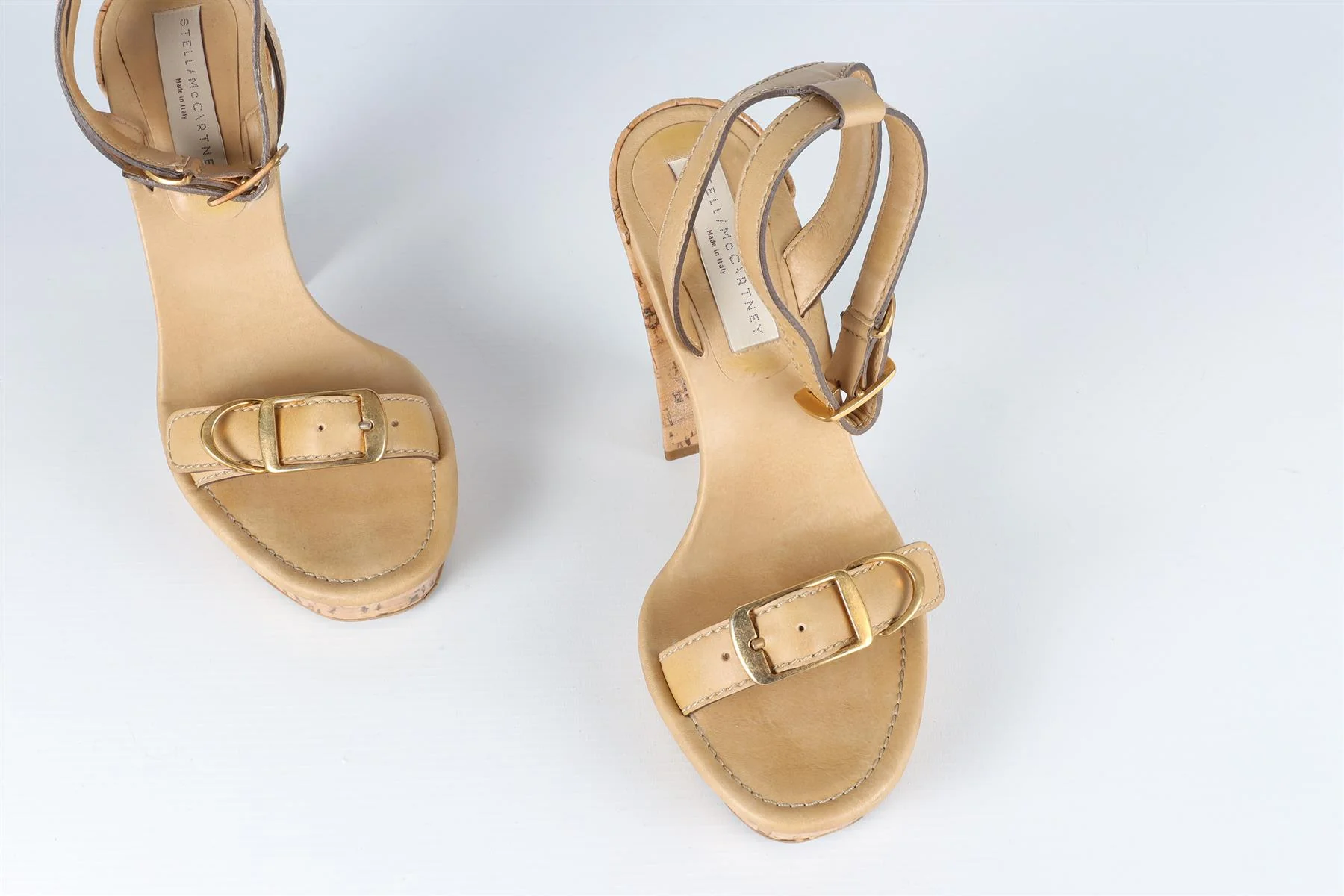 STELLA MCCARTNEY BEIGE LEATHER PLATFORM SANDALS EU 38 UK 5 US 8 - Image 4