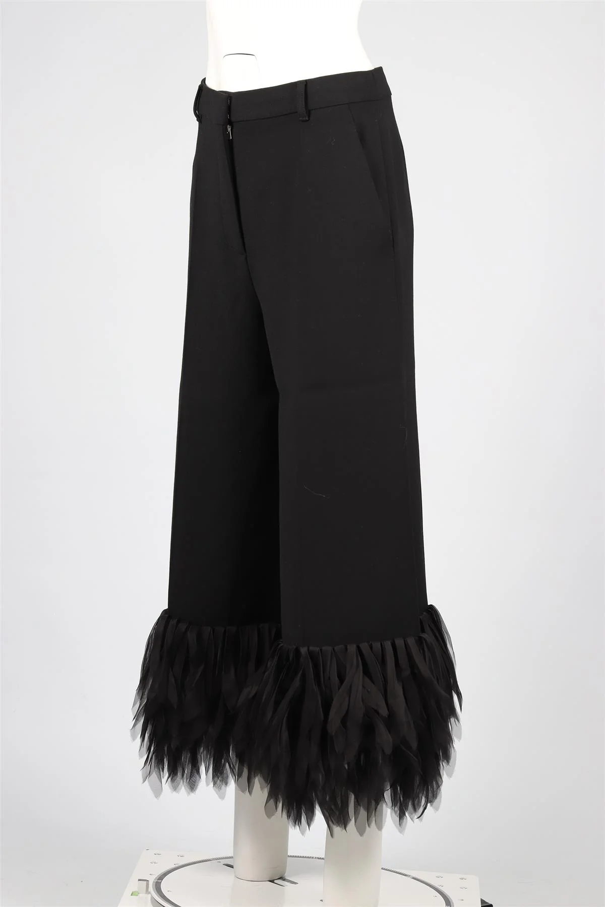 STELLA MCCARTNEY BLACK CREPE WIDE LEG PANTS IT 42 UK 10 - Image 3