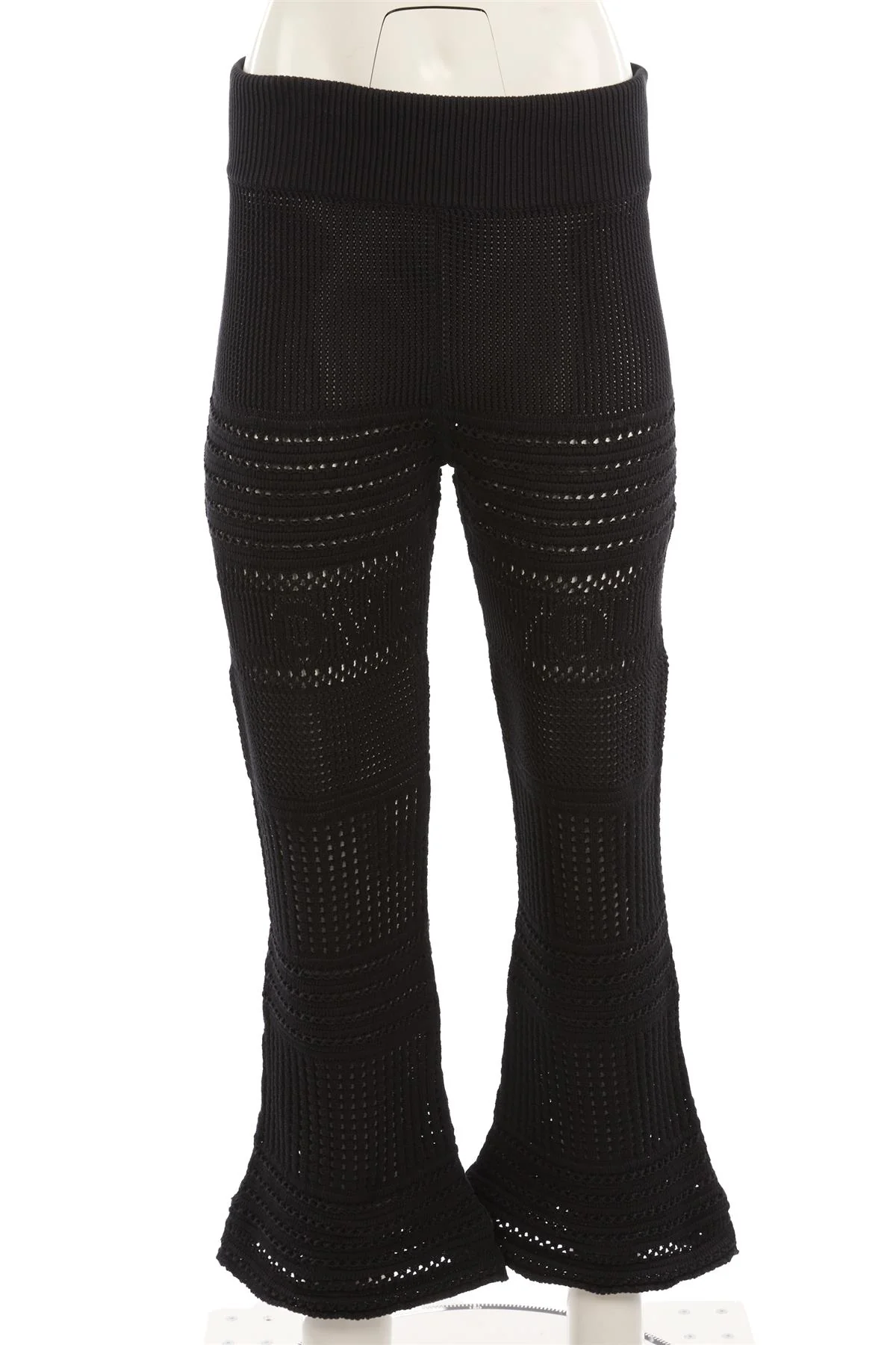 STELLA MCCARTNEY BLACK CROCHET FLARED PANTS SMALL - Image 2