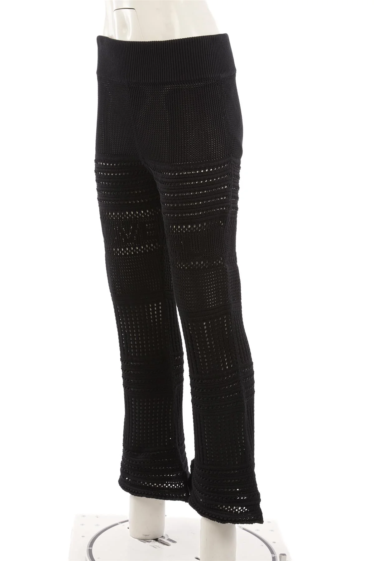STELLA MCCARTNEY BLACK CROCHET FLARED PANTS SMALL - Image 3